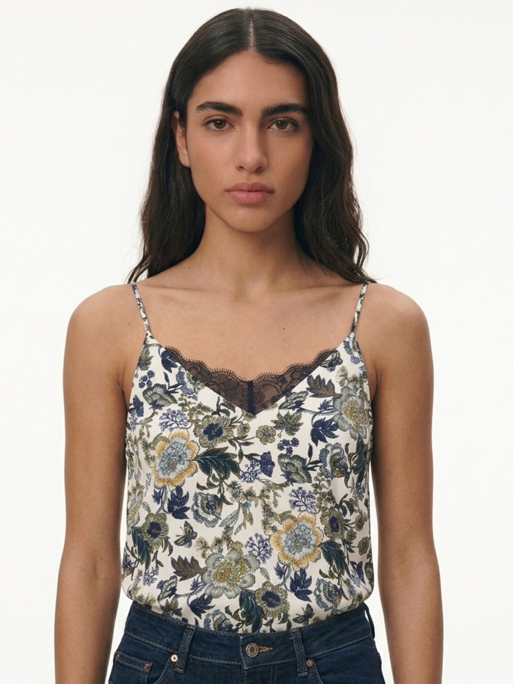 PROMOD | Floral Tank Top Attached Lace Bandeau 6